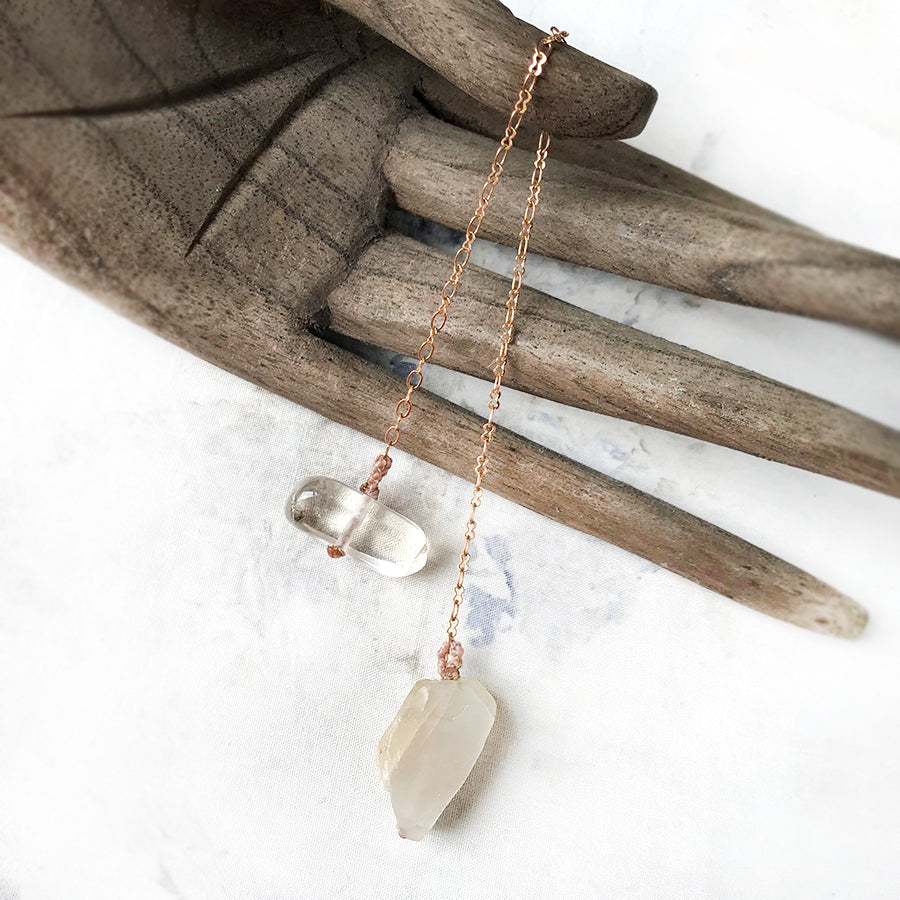 Crystal pendulum for dowsing ~ with Moonstone & Citrine