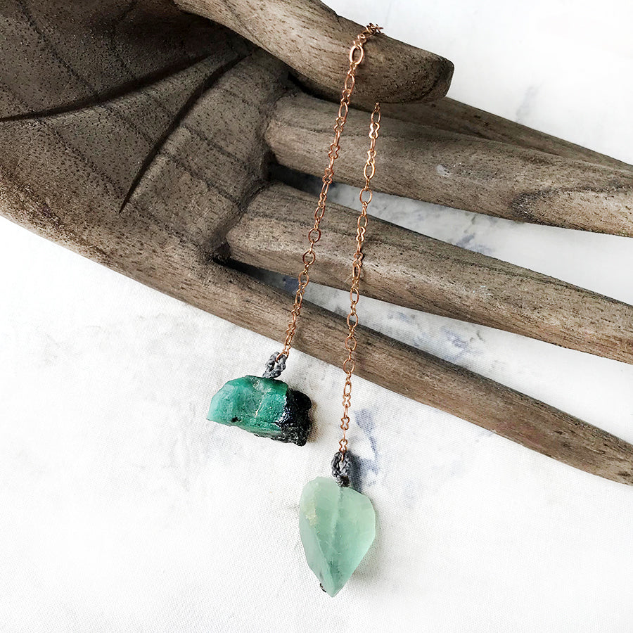 Crystal pendulum for dowsing ~ with Fluorite & Emerald