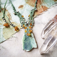 Crystal healing amulet with green Opal