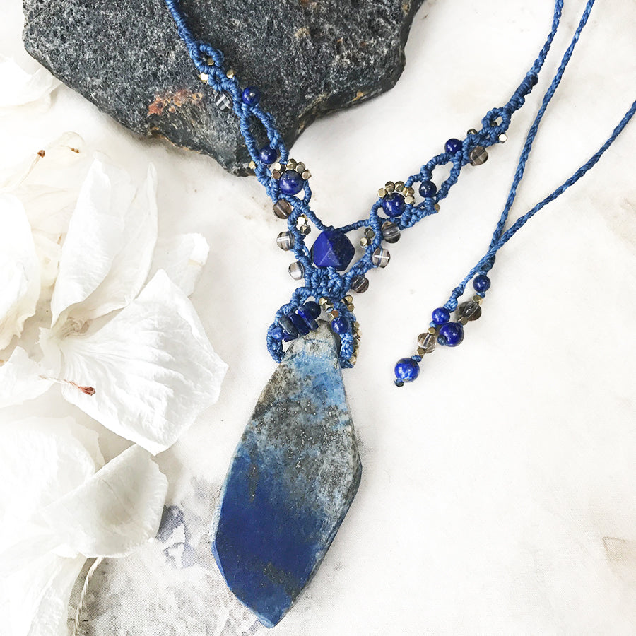 Lapis Lazuli crystal healing amulet