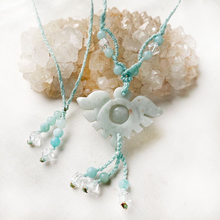 Jade crystal healing amulet