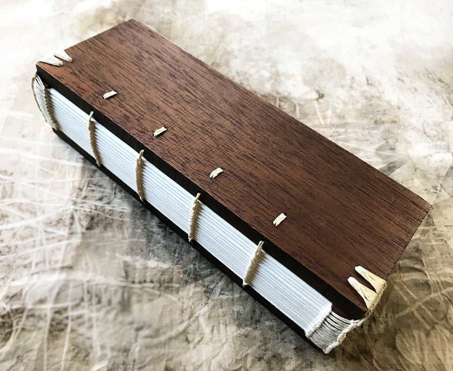 Unique hand-bound journal in mahogany covers
