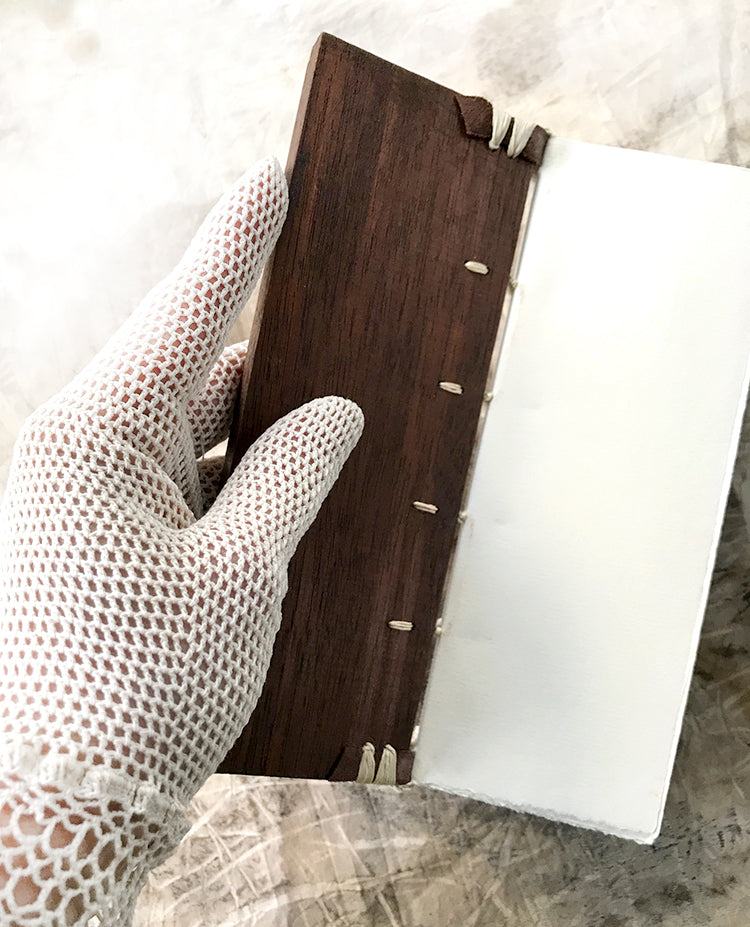 Unique hand-bound journal in mahogany covers