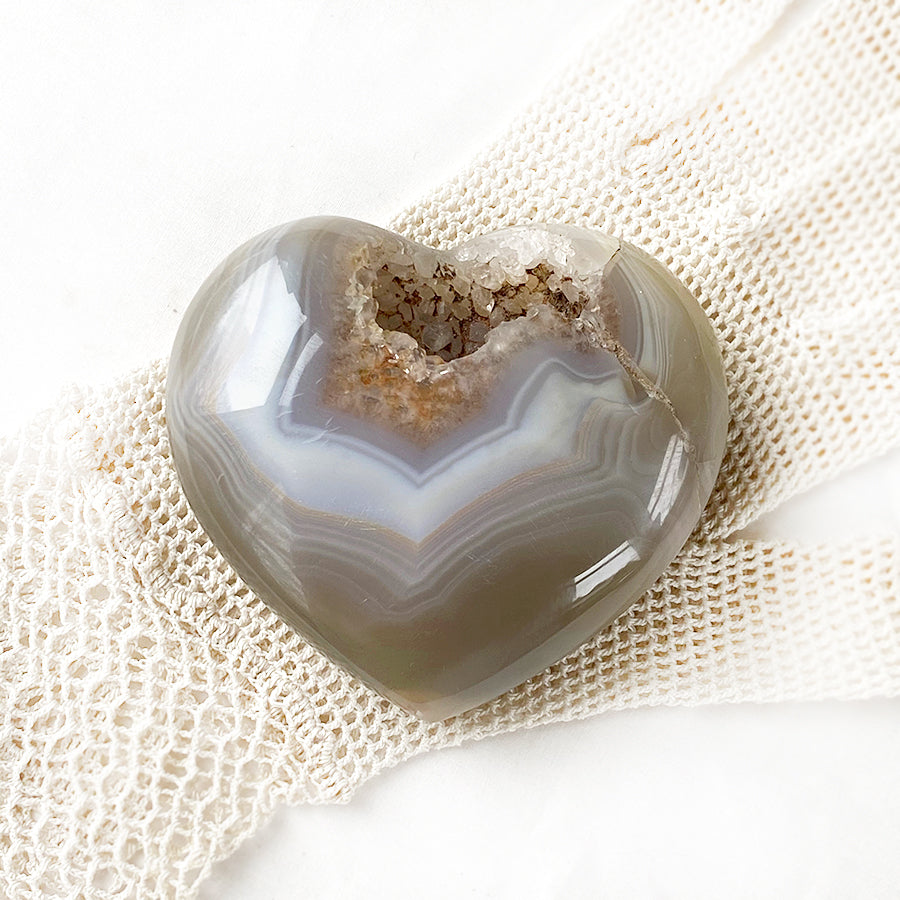 Agate geode polished heart