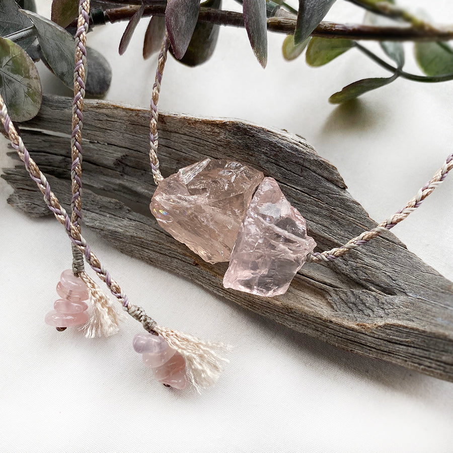 Rose Quartz crystal healing amulet