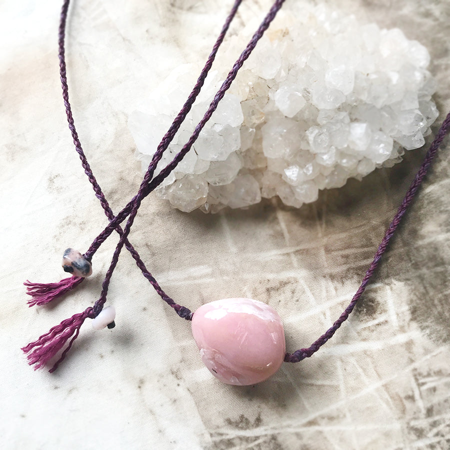 Peruvian Pink Opal crystal healing amulet