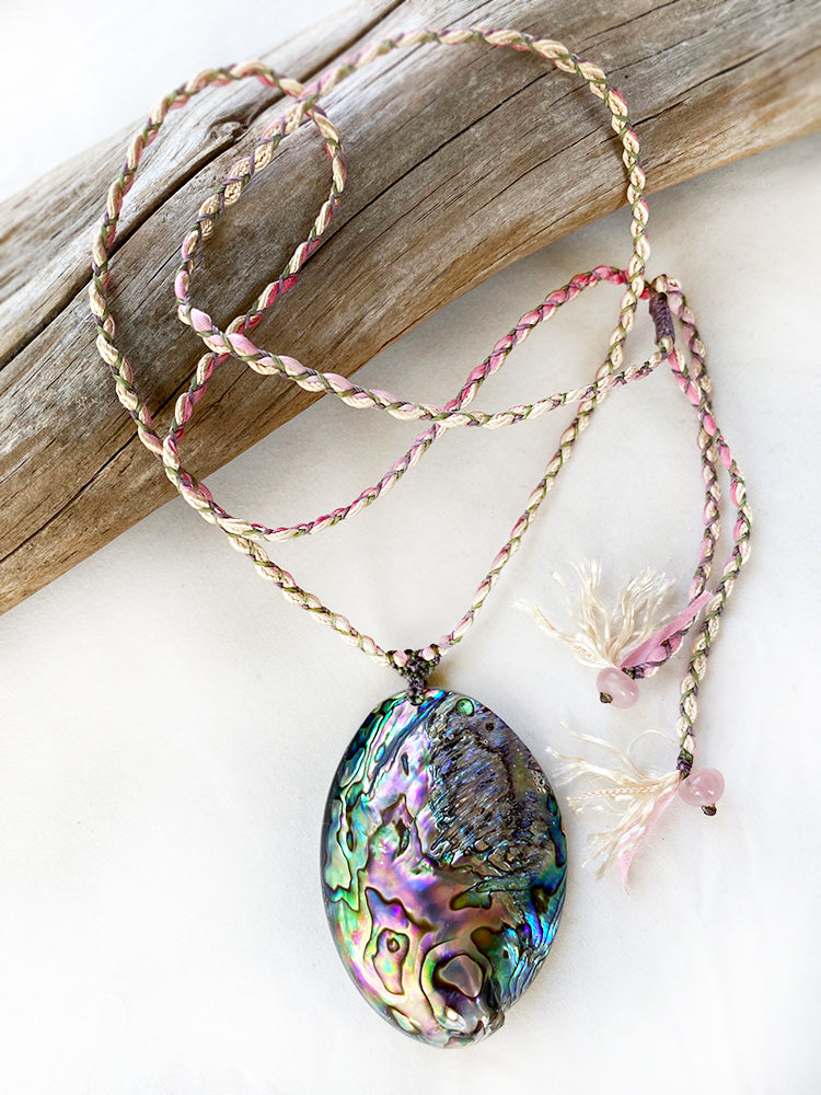 Abalone shell energy healing amulet