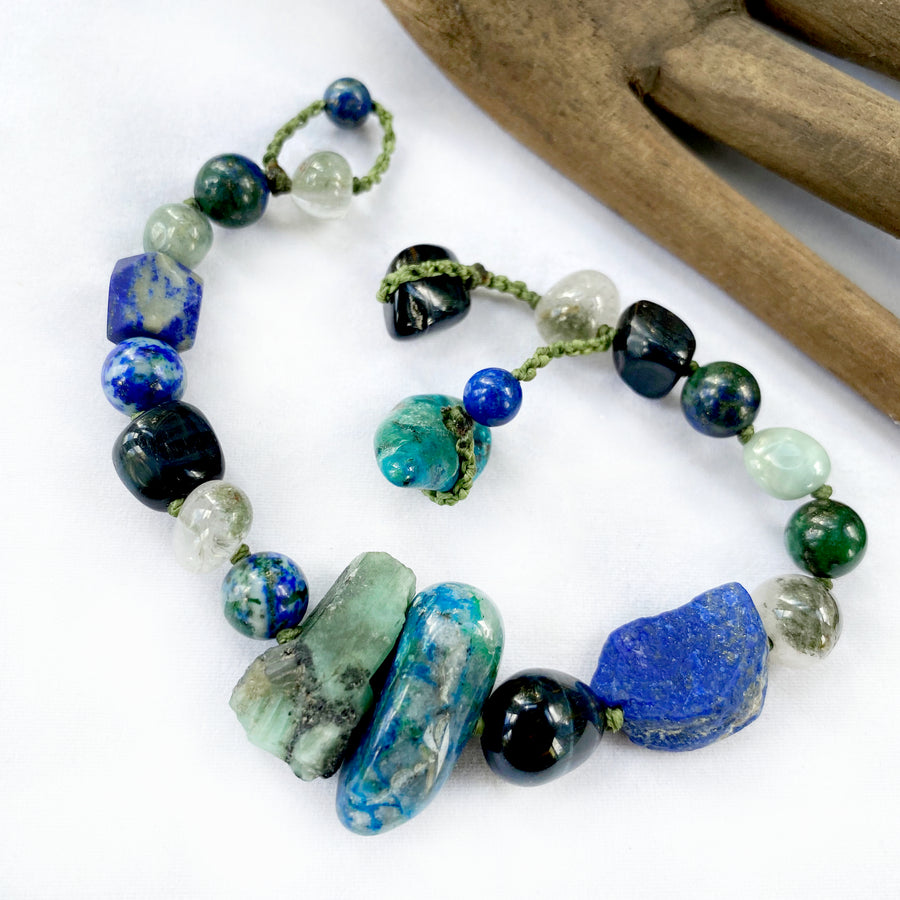 Crystal healing bracelet in blue tones ~ for wrist size up to 6.75