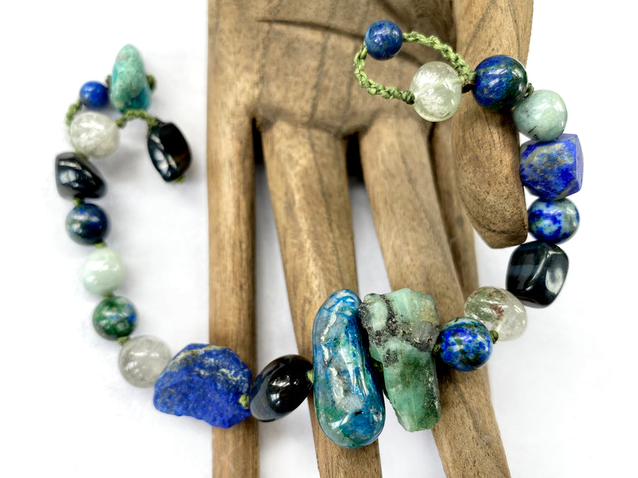 Crystal healing bracelet in blue tones ~ for wrist size up to 6.75