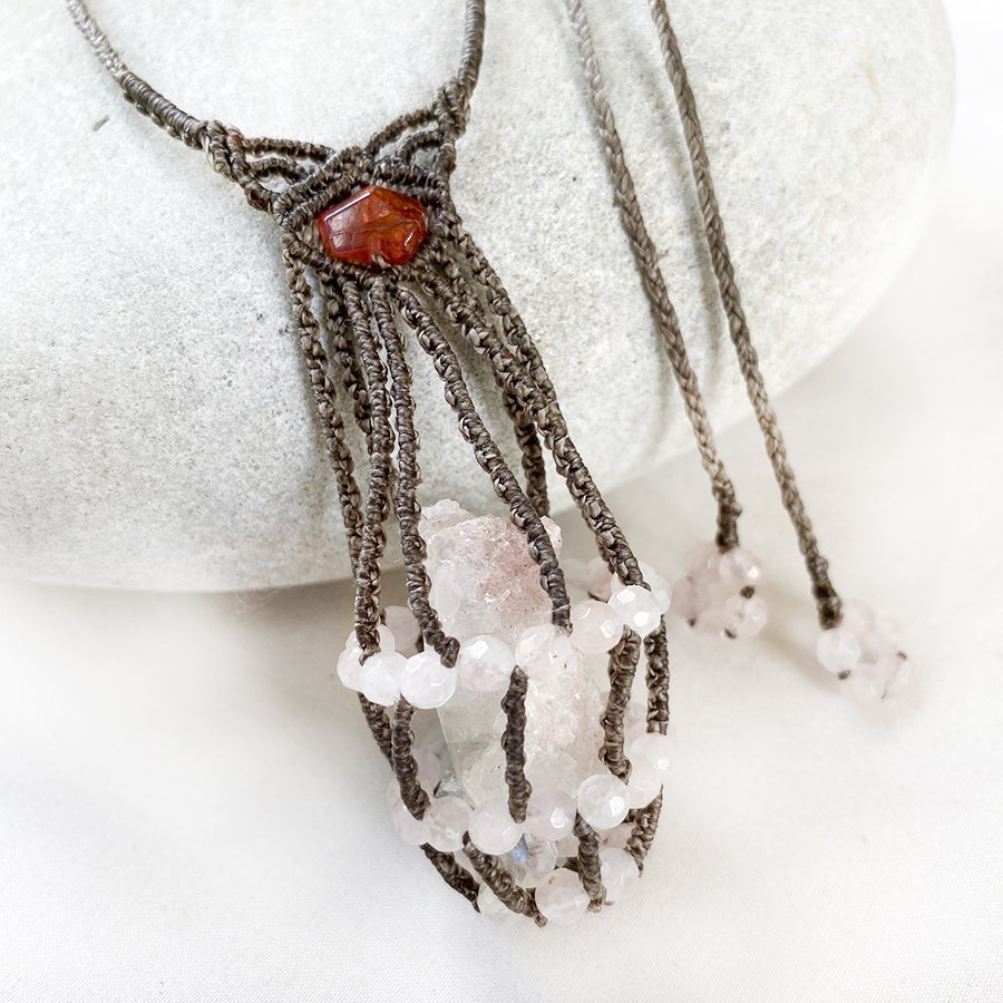 Crystal pod necklace with Apophyllite