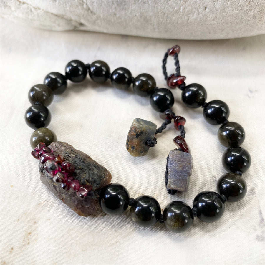 18-bead mala bracelet with Golden Sheen Obsidian
