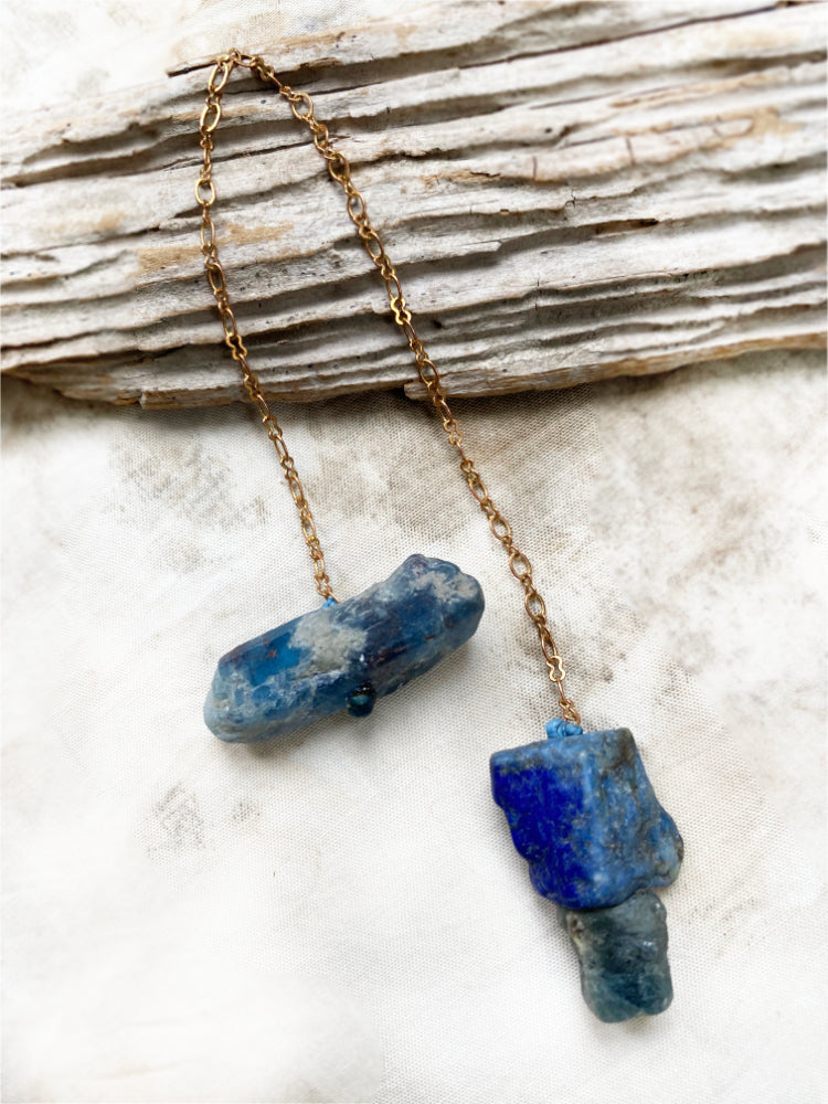Crystal pendulum for dowsing ~ with Blue Kyanite, Lapis Lazuli & Sapphire