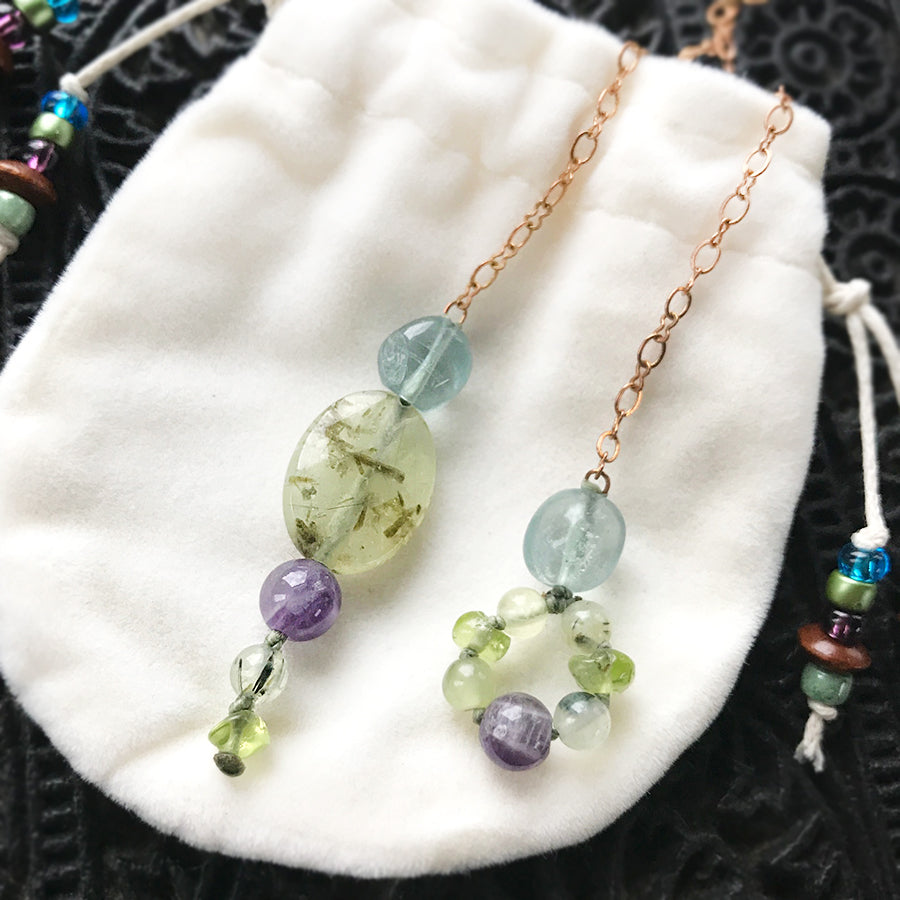 One-of-a-kind crystal pendulum ~ with Prehnite