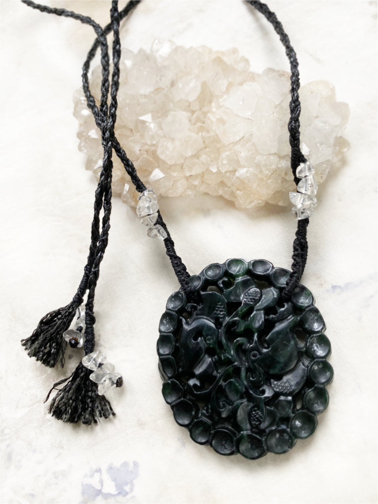 Jade crystal healing amulet