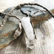 Phantom Candle Quartz crystal healing talisman in silk braid