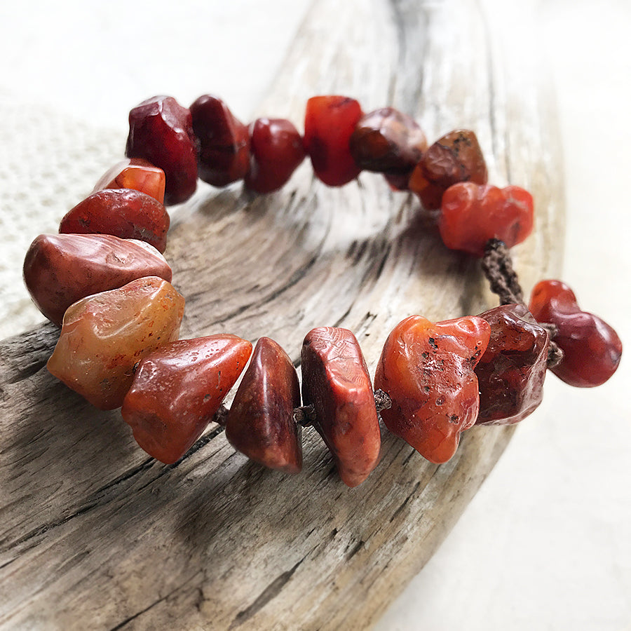 Carnelian crystal healing bracelet ~ for up to 6.75