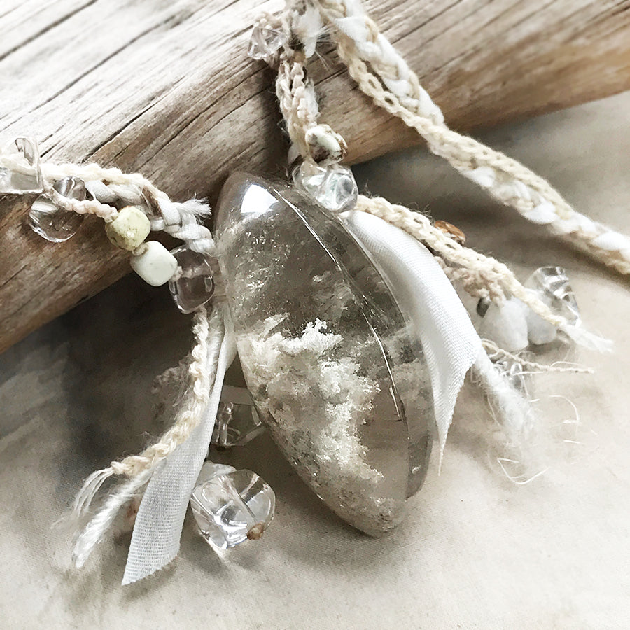 Ghost Quartz crystal healing amulet