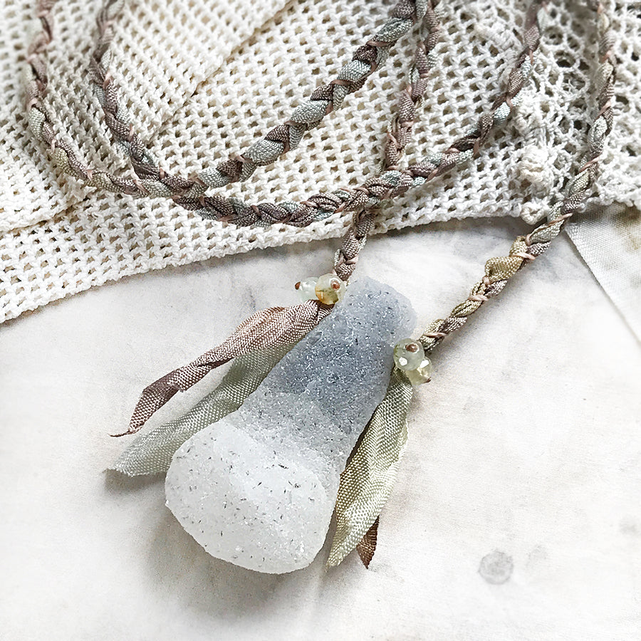 Chalcedony crystal healing necklace