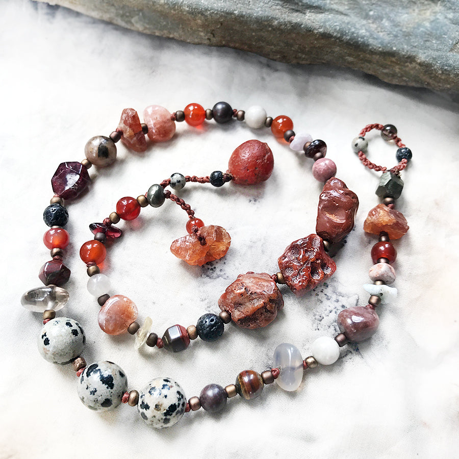 Crystal healing double wrap bracelet in tones of red ~ for up to 6.75
