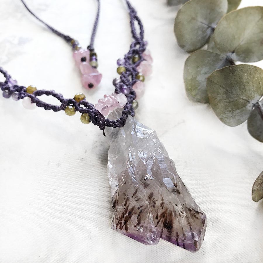 Amethyst twin point ~ crystal healing amulet