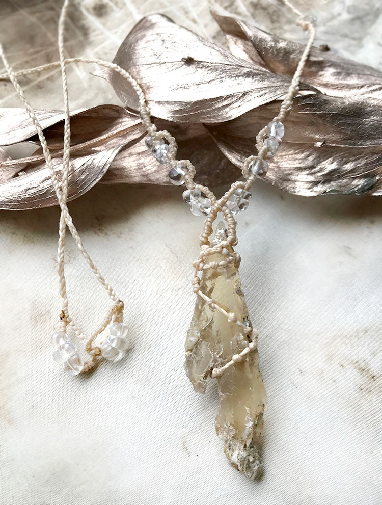 Angel Wing Selenite crystal healing amulet
