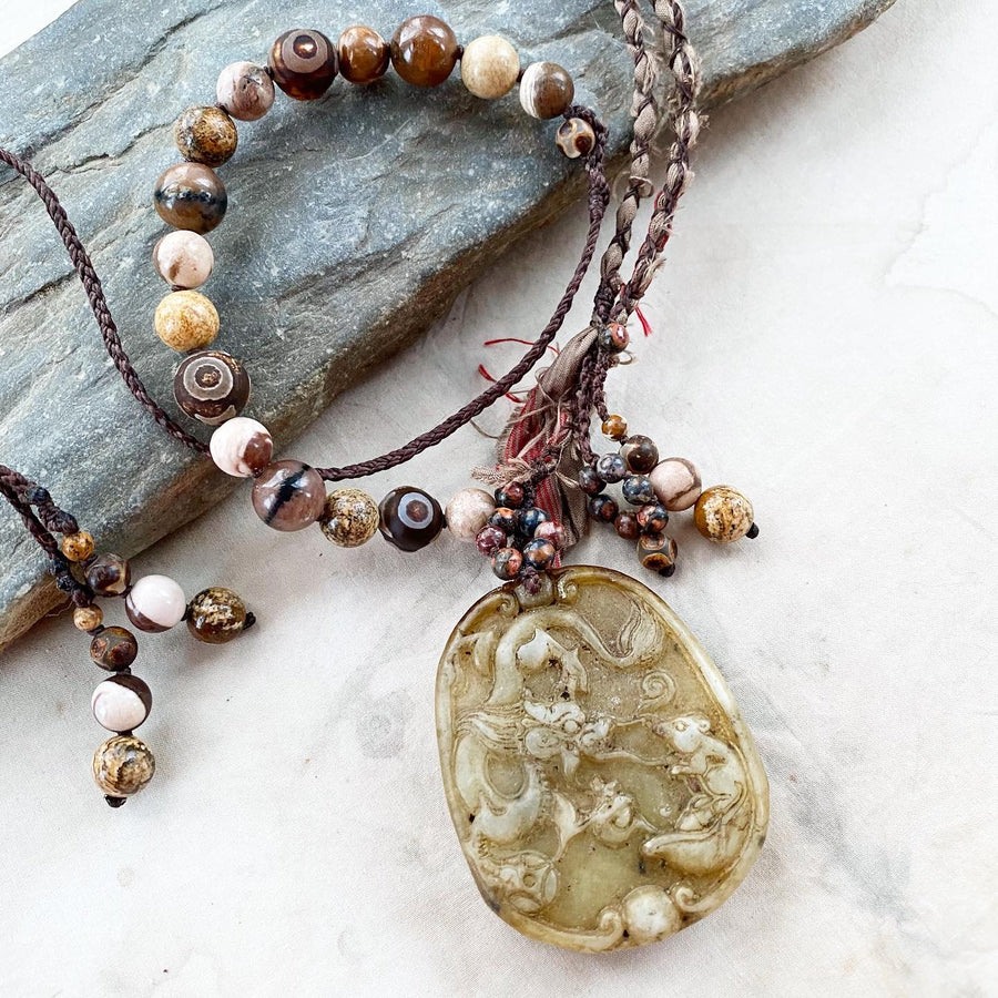 'Inner Mastery' ~ carved Jade crystal healing talisman