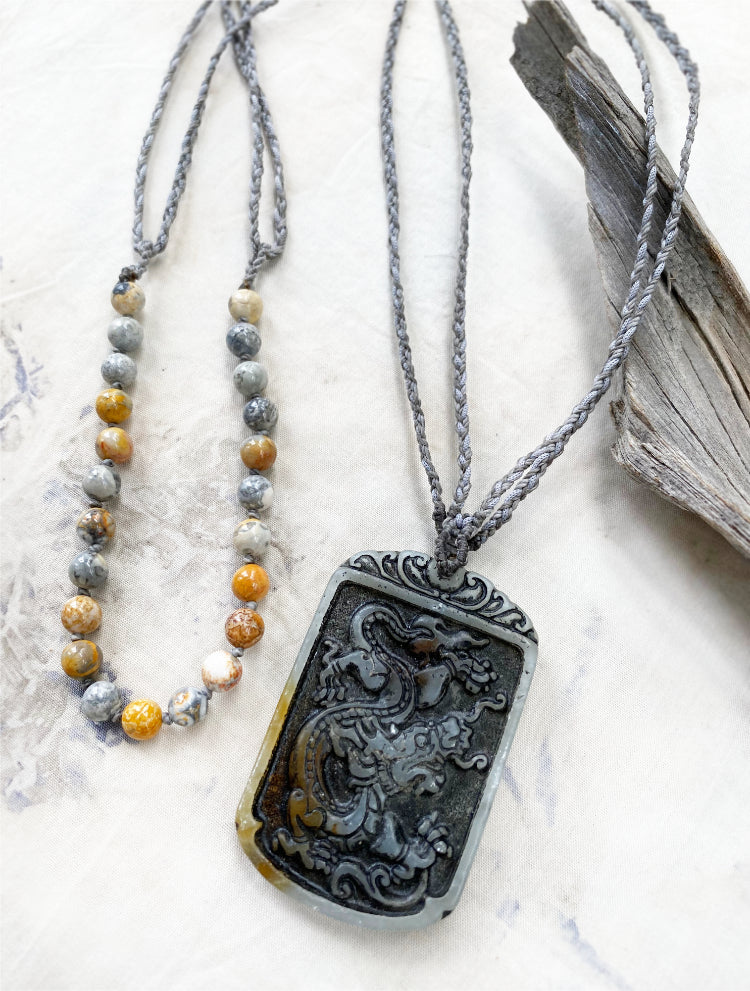 'Dragon Power' ~ carved Jade crystal healing amulet