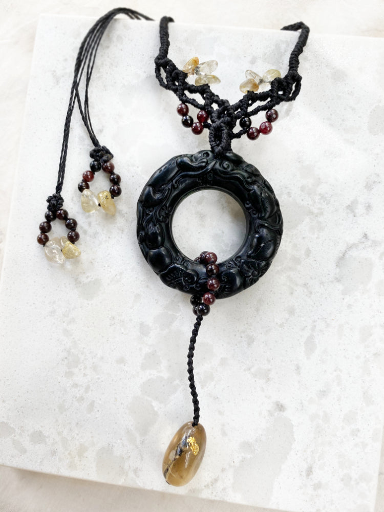 'Circle of Life' ~ carved Jade crystal healing amulet