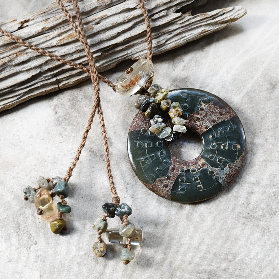 Jade stone talisman with Ocean Jasper & Citrine