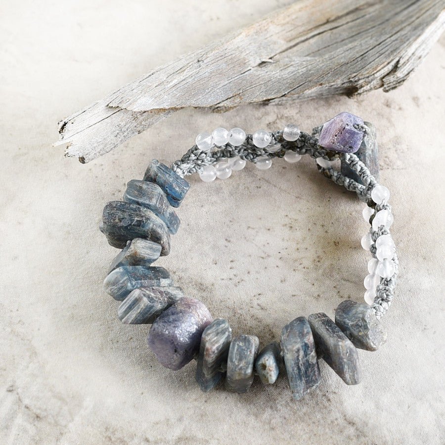 'Healing Waves' ~ crystal healing bracelet with Blue Kyanite, Sapphire & Rose Quartz, for wrist size 6.75