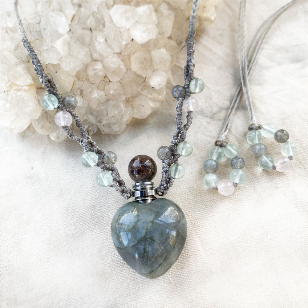 Labradorite bottle amulet ~ for essential oil of perfume – Spirit Carrier