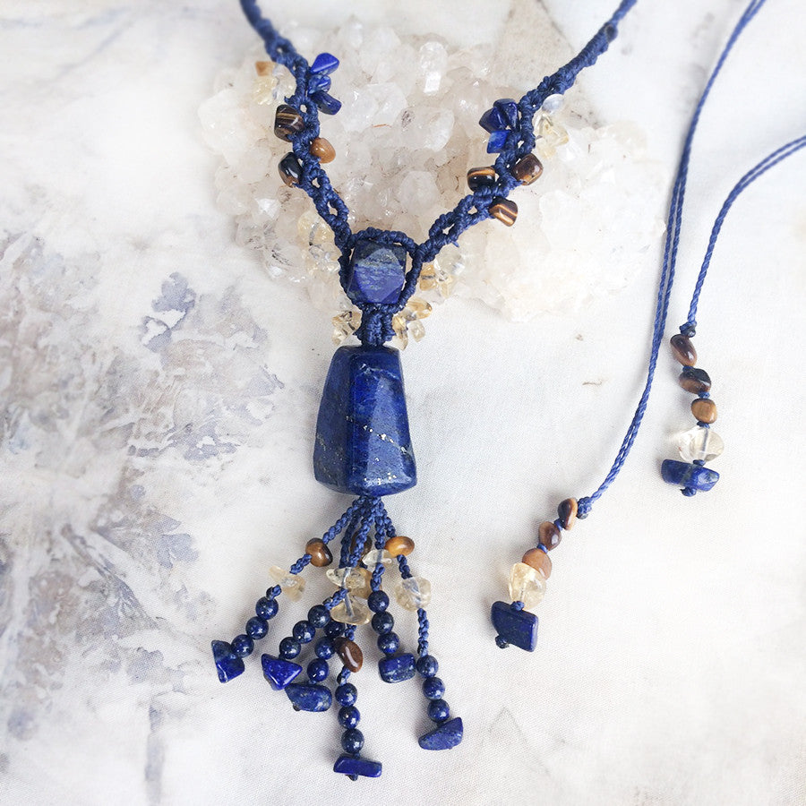 Lapis Lazuli crystal healing amulet