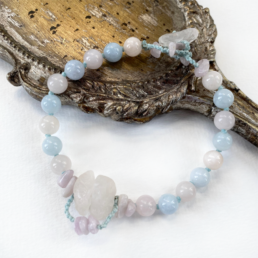Mala bracelet with Beryl (Morganite & Aquamarine) counter beads