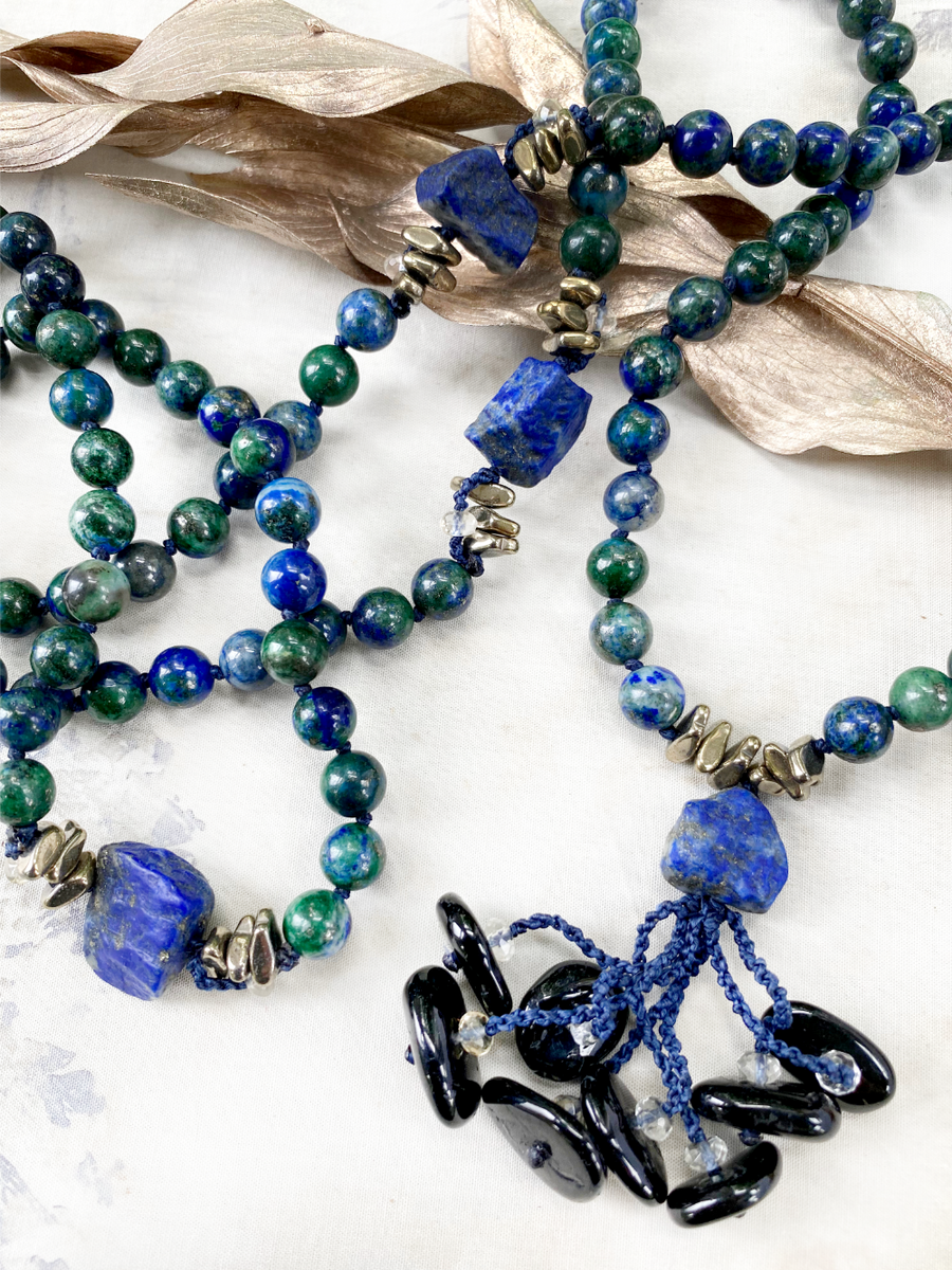 Chrysocolla meditation mala beads ~ full 108 bead mala
