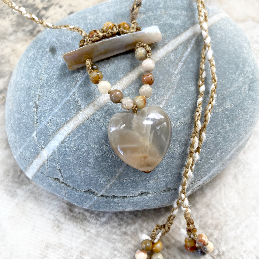 'Moon Heart' crystal healing amulet