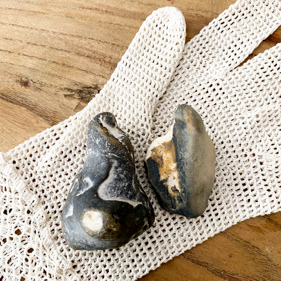 Flint pair for energy work ~ naturally sea-tumbled