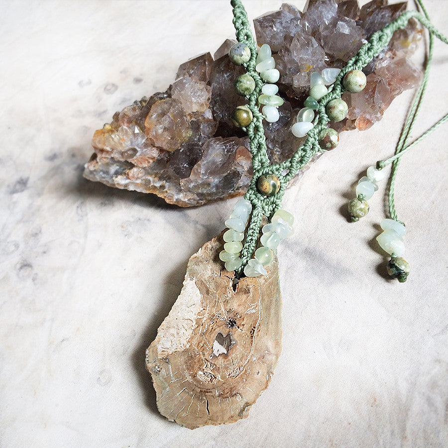 Petrified Wood crystal healing necklace