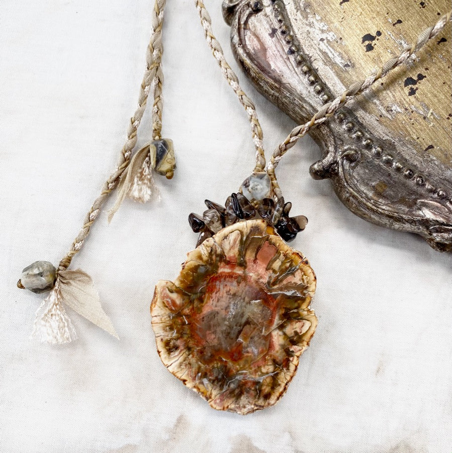 Wood Agate crystal healing amulet