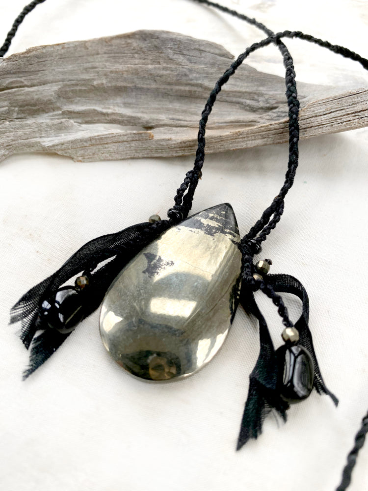 Pyrite crystal healing amulet
