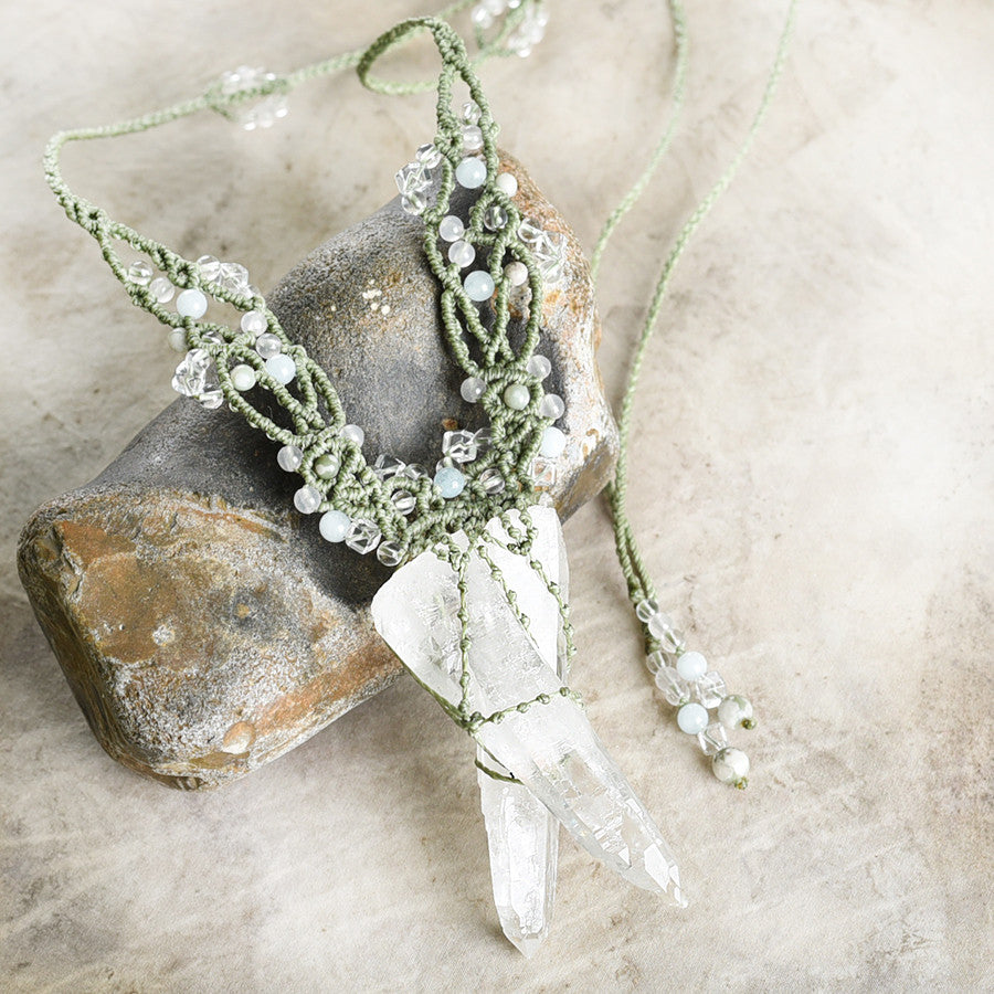 'Clarity of Perception' ~ crystal healing amulet with two-pointed Quartz