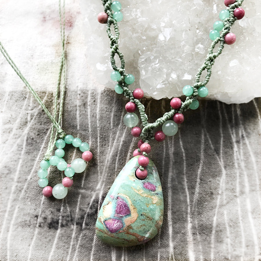 Ruby in Fuchsite crystal healing amulet