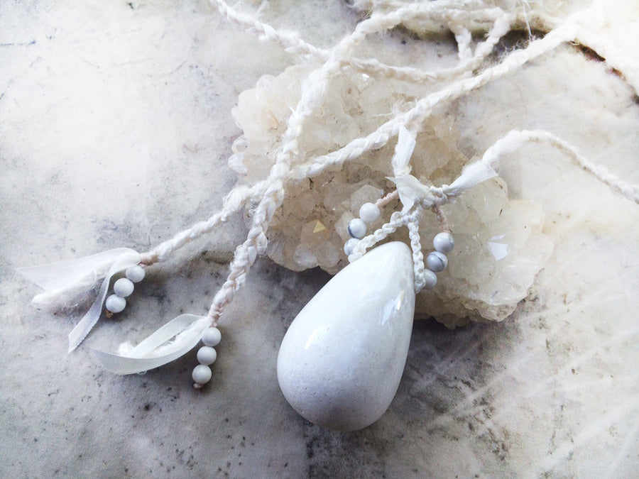 'Holding Eternity' ~ Scolecite healing talisman with Howlite