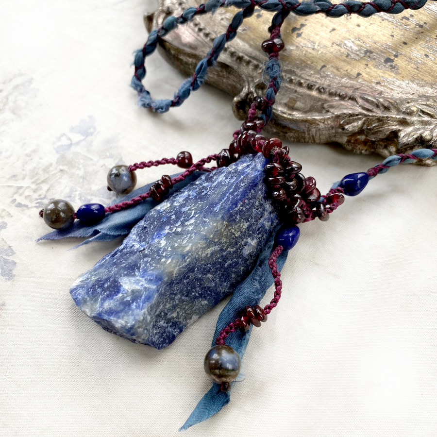 Sodalite crystal healing amulet
