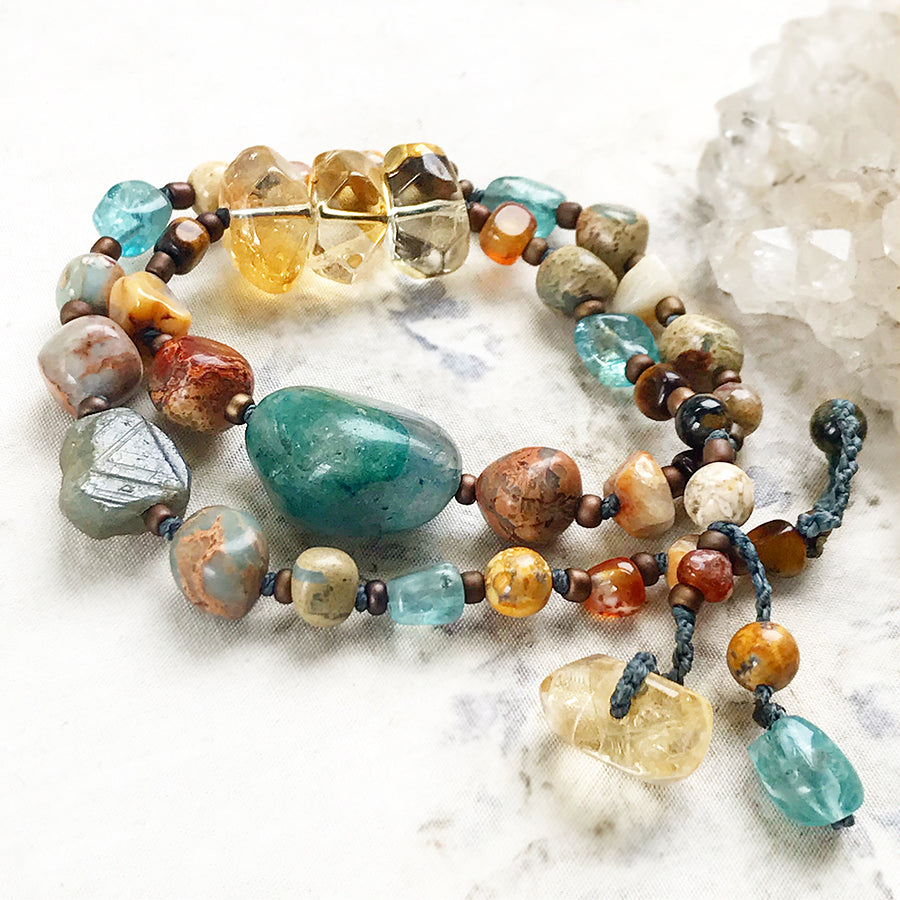 Crystal healing double wrap bracelet / short necklace