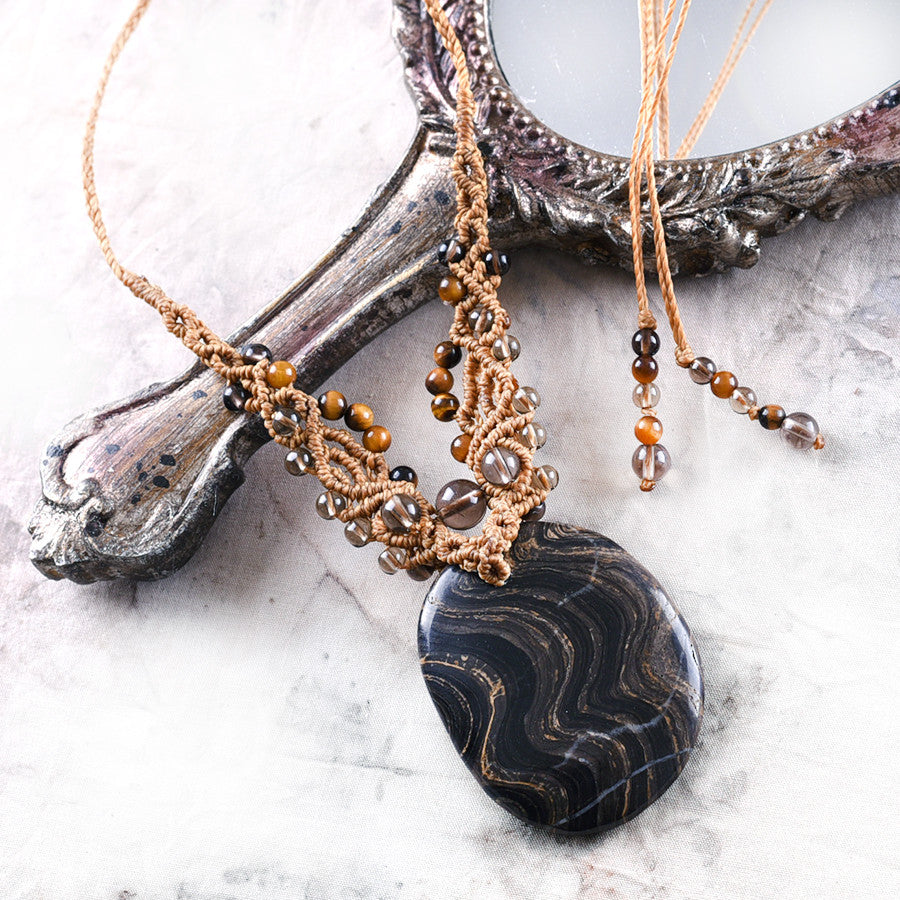 Crystal healing amulet with Stromatolite