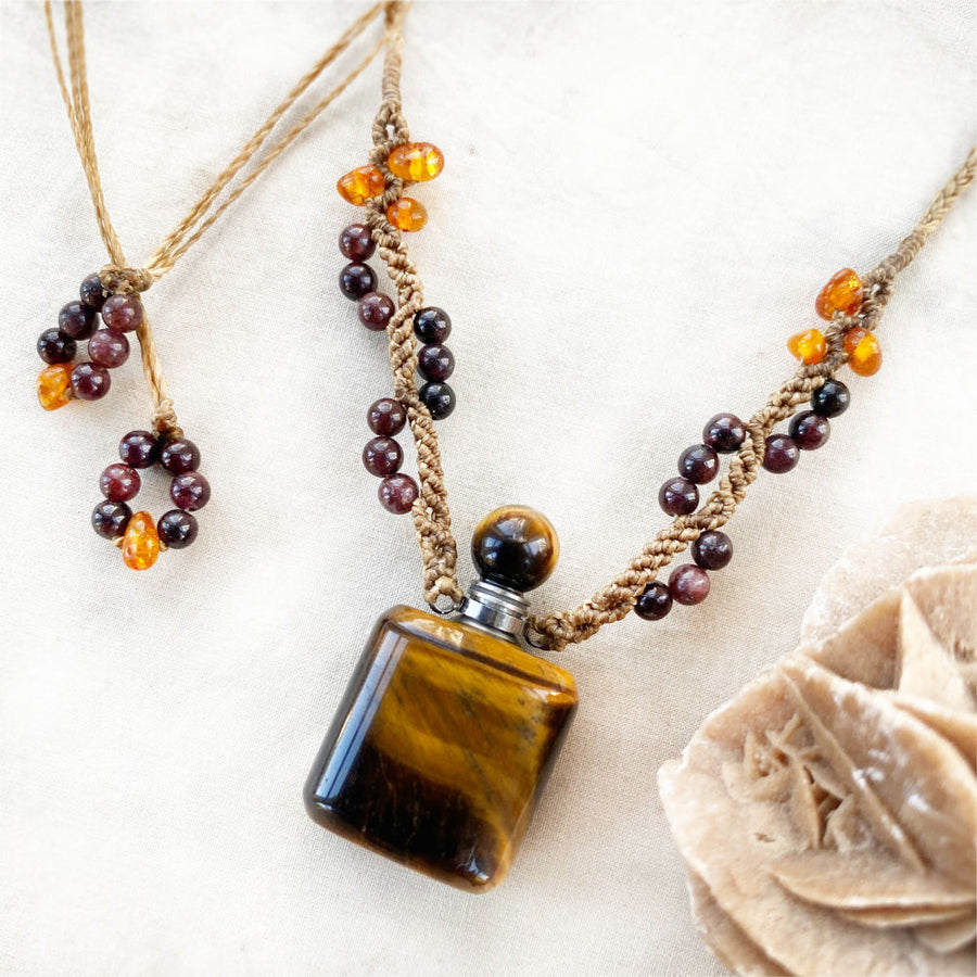 Tiger Eye bottle amulet ~ for essential oil or perfume