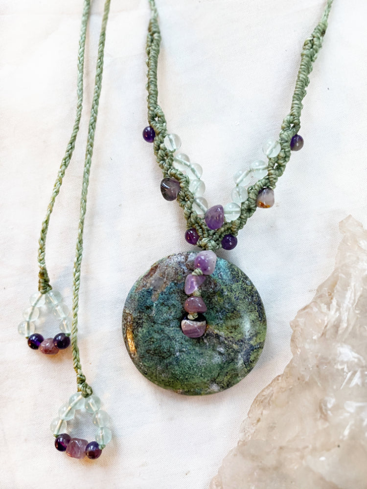 Turquoise crystal healing amulet
