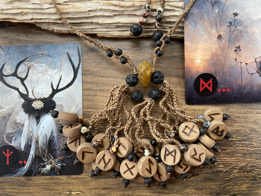 'Web of Wyrd' runic talisman with Elder Futhark