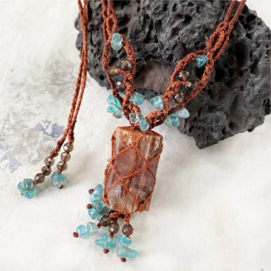 Aragonite crystal healing amulet