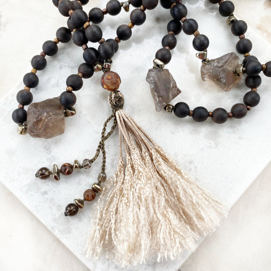 Full 108-bead Agarwood meditation mala with tassel